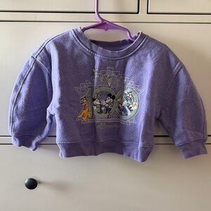 Disney Lavender Glitter Kids Cropped Sweatshirt